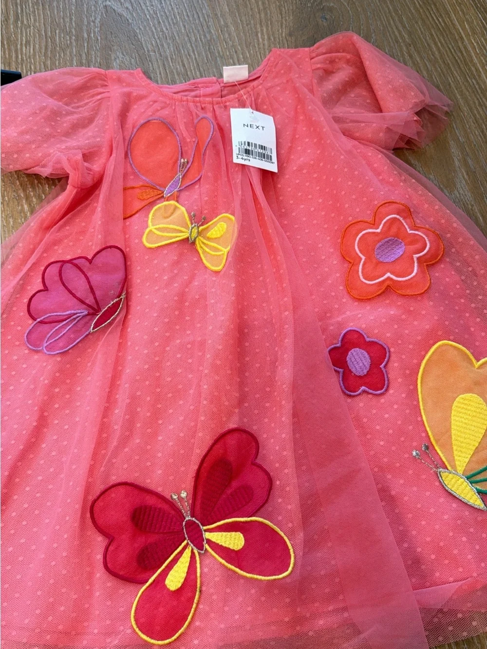 Coral Butterfly Angel Sleeve Mesh Dress NWT Size 3-4yrs